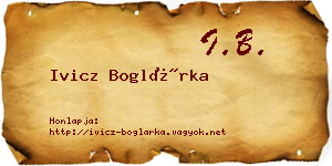 Ivicz Boglárka névjegykártya
